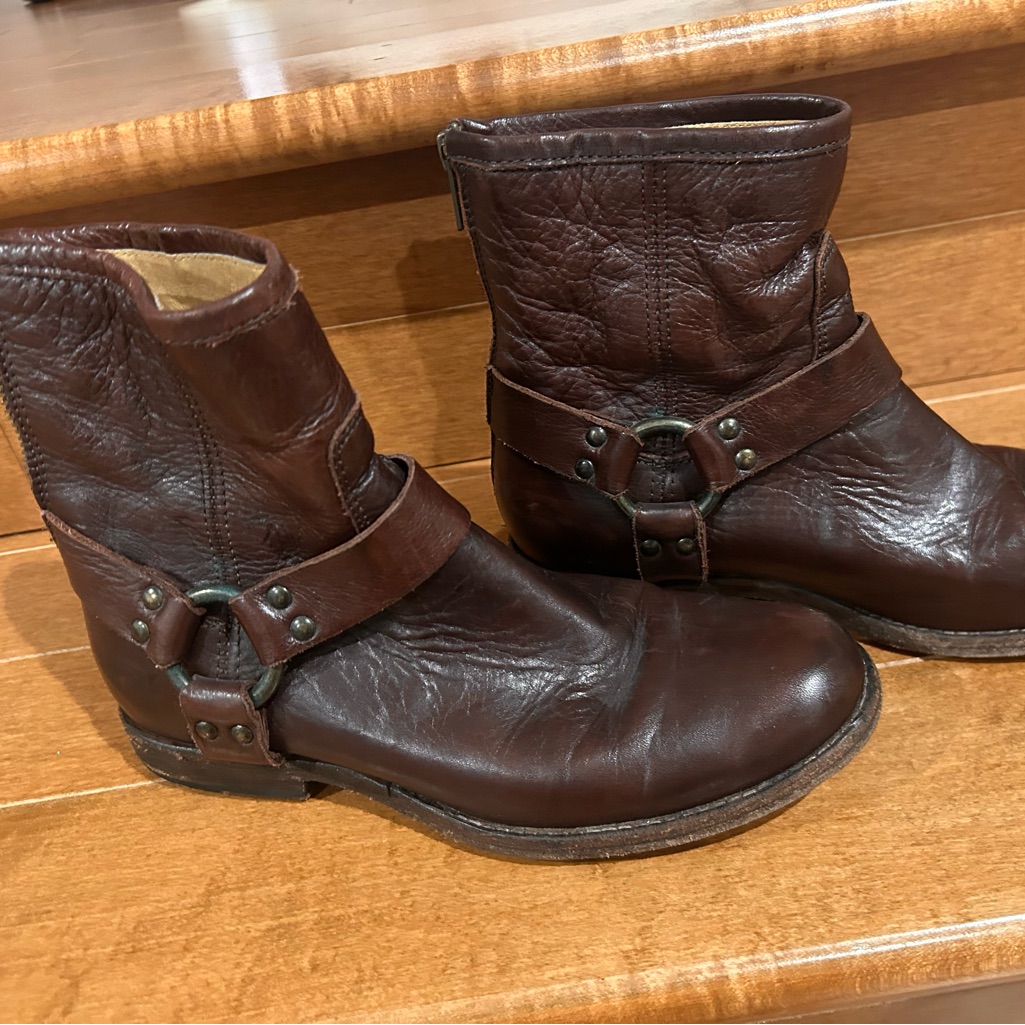 Frye Dark Brown Leather Ankle Boots